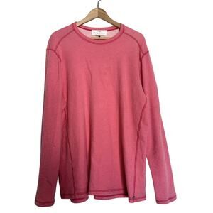 TOMMY BAHAMA orange pink 100% cotton long sleeve crewneck reversible shirt top